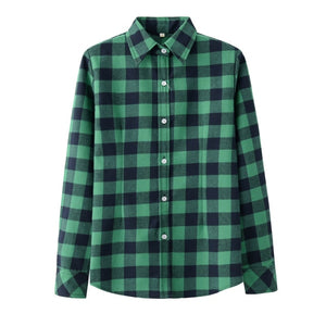 2020 Spring New Fashion Casual Lapel Plus Size Blouses Women Plaid Shirt Checks Flannel Shirts Female Long Sleeve Tops Blouse