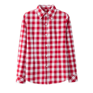 2020 Spring New Fashion Casual Lapel Plus Size Blouses Women Plaid Shirt Checks Flannel Shirts Female Long Sleeve Tops Blouse