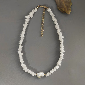 Bohemian trend crushed stone necklace irregular natural stone neck accessories gift for friends natural pearl pendant jewellery