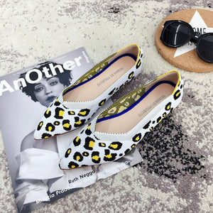 Color Casual Women Soft Shoes Breathable Knit Pointed Shoes Women's Flat Shoes Ballet Single Shoes Comfortable Pregnant Shoes