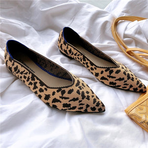 2019 Women's Flat Shoes Ballet Shoes Breathable Knit Pointed Shoes Moccasin Mixed Color Women's Soft Shoes Women Zapatos De