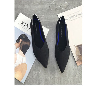 2019 Women's Flat Shoes Ballet Shoes Breathable Knit Pointed Shoes Moccasin Mixed Color Women's Soft Shoes Women Zapatos De