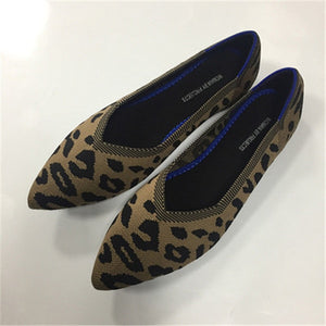 2019 Women's Flat Shoes Ballet Shoes Breathable Knit Pointed Shoes Moccasin Mixed Color Women's Soft Shoes Women Zapatos De
