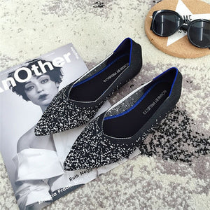 2019 Women's Flat Shoes Ballet Shoes Breathable Knit Pointed Shoes Moccasin Mixed Color Women's Soft Shoes Women Zapatos De