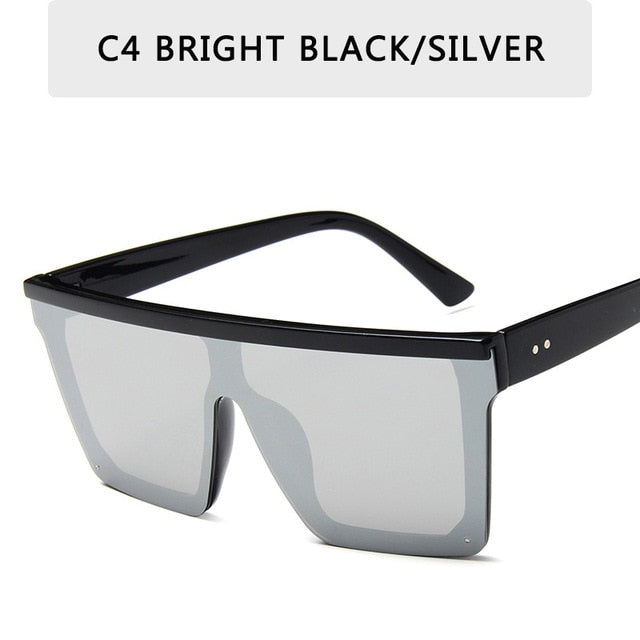 15 colors Flat Top Sunglasses Men Women Brand Designer Square Shades Gradient Sun Glasses Men Cool One Piece UV400 Mirror