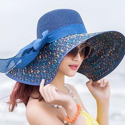 BINGYUANHAOXUAN Brand Large Brim Floppy Floppy Hat Sun Hat Beach Women Hat Foldable Summer UV Protect Travel Casual Hat Female
