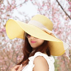 BINGYUANHAOXUAN Brand Large Brim Floppy Floppy Hat Sun Hat Beach Women Hat Foldable Summer UV Protect Travel Casual Hat Female