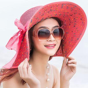 BINGYUANHAOXUAN Brand Large Brim Floppy Floppy Hat Sun Hat Beach Women Hat Foldable Summer UV Protect Travel Casual Hat Female