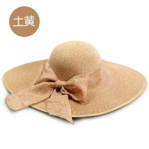 BINGYUANHAOXUAN Brand Large Brim Floppy Floppy Hat Sun Hat Beach Women Hat Foldable Summer UV Protect Travel Casual Hat Female