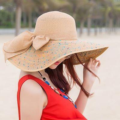 BINGYUANHAOXUAN Brand Large Brim Floppy Floppy Hat Sun Hat Beach Women Hat Foldable Summer UV Protect Travel Casual Hat Female