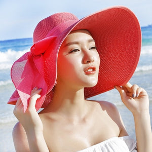 BINGYUANHAOXUAN Brand Large Brim Floppy Floppy Hat Sun Hat Beach Women Hat Foldable Summer UV Protect Travel Casual Hat Female