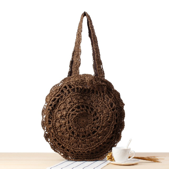 2020 Round Straw Bags Women Summer Rattan Bag Handmade Woven Beach Cross Body Bag Circle Bohemia Handbag Bali bolso paja