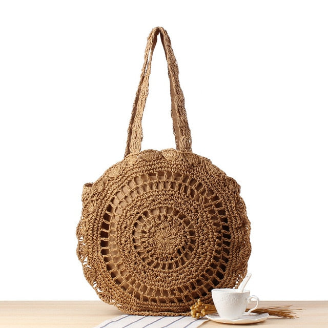 2020 Round Straw Bags Women Summer Rattan Bag Handmade Woven Beach Cross Body Bag Circle Bohemia Handbag Bali bolso paja