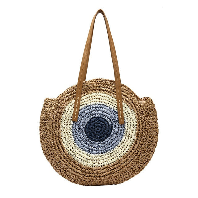 2020 Round Straw Bags Women Summer Rattan Bag Handmade Woven Beach Cross Body Bag Circle Bohemia Handbag Bali bolso paja