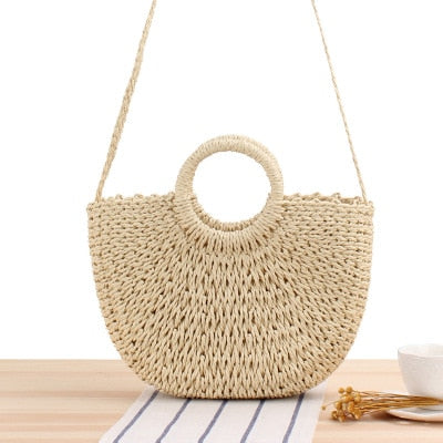 2020 Round Straw Bags Women Summer Rattan Bag Handmade Woven Beach Cross Body Bag Circle Bohemia Handbag Bali bolso paja