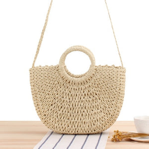2020 Round Straw Bags Women Summer Rattan Bag Handmade Woven Beach Cross Body Bag Circle Bohemia Handbag Bali bolso paja