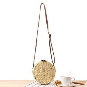2020 Round Straw Bags Women Summer Rattan Bag Handmade Woven Beach Cross Body Bag Circle Bohemia Handbag Bali bolso paja