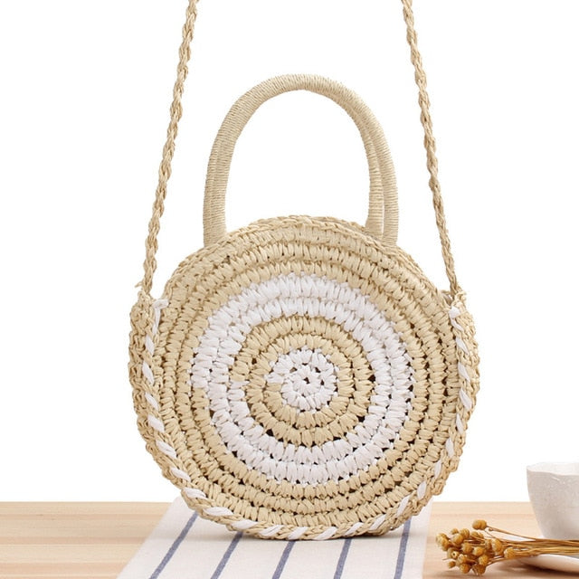 2020 Round Straw Bags Women Summer Rattan Bag Handmade Woven Beach Cross Body Bag Circle Bohemia Handbag Bali bolso paja