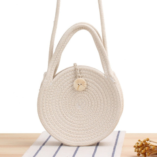 2020 Round Straw Bags Women Summer Rattan Bag Handmade Woven Beach Cross Body Bag Circle Bohemia Handbag Bali bolso paja