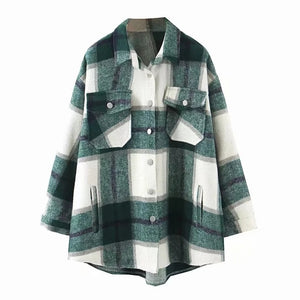 Plaid women oversize woolen shirts 2020 fashion ladies soft thick shirt party female elegant loose tops vintage girls chic shirt