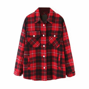 Plaid women oversize woolen shirts 2020 fashion ladies soft thick shirt party female elegant loose tops vintage girls chic shirt