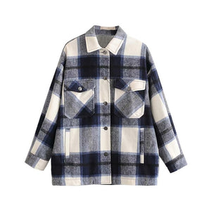 Plaid women oversize woolen shirts 2020 fashion ladies soft thick shirt party female elegant loose tops vintage girls chic shirt
