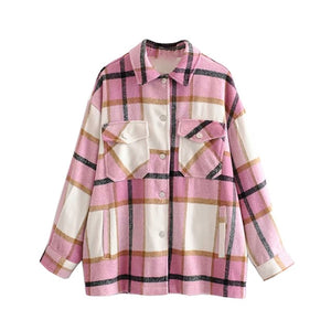 Plaid women oversize woolen shirts 2020 fashion ladies soft thick shirt party female elegant loose tops vintage girls chic shirt