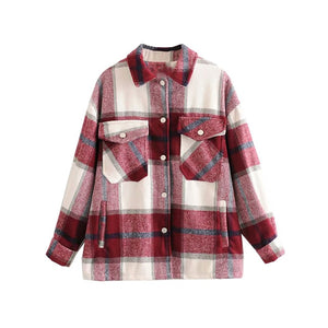 Plaid women oversize woolen shirts 2020 fashion ladies soft thick shirt party female elegant loose tops vintage girls chic shirt