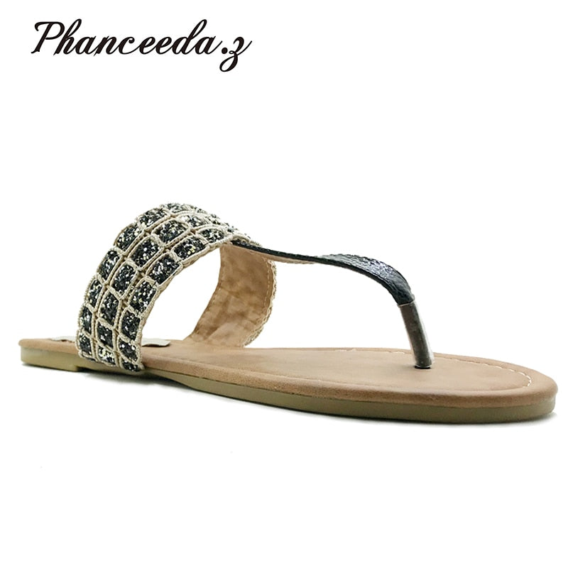 New 2020 Summer Style Shoes Women Sandals Fashion Leopard Flats Top Quality Solid Flip Flops Sexy Slippers Big Size 6-11