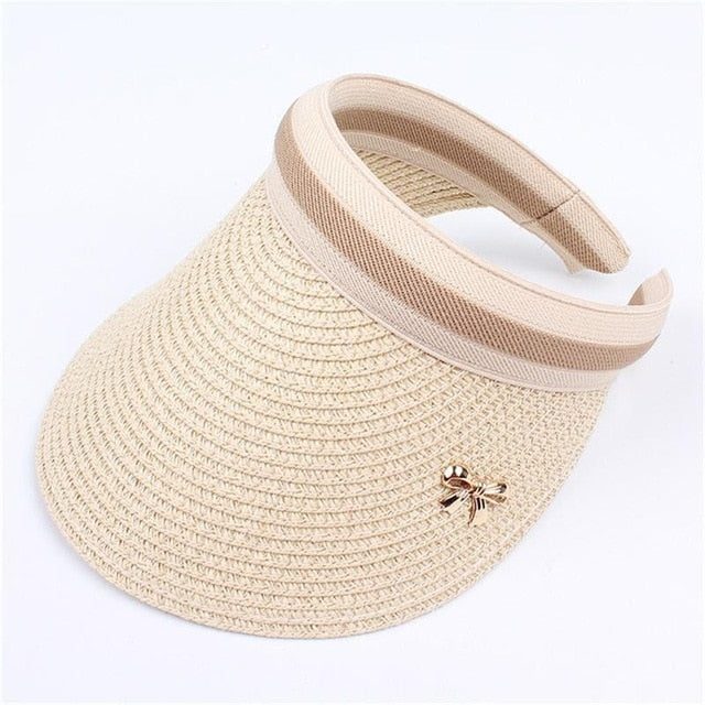 2019 New Woman's Sun Hats Hand Made DIY Straw Bowknot Visor Caps Parent-Child Summer Cap Casual Shade Hat Empty Top Hat Beach