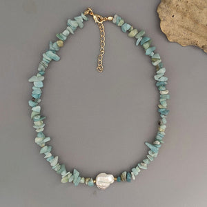 Bohemian trend crushed stone necklace irregular natural stone neck accessories gift for friends natural pearl pendant jewellery
