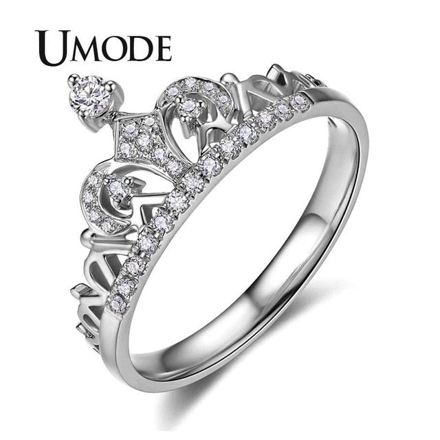 UMODE Crown Rings for Women Zircon Rose Gold Fashion Luxury Wedding Engagement Promise Rings Jewelry Accessories UR0217