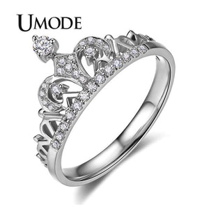 UMODE Crown Rings for Women Zircon Rose Gold Fashion Luxury Wedding Engagement Promise Rings Jewelry Accessories UR0217