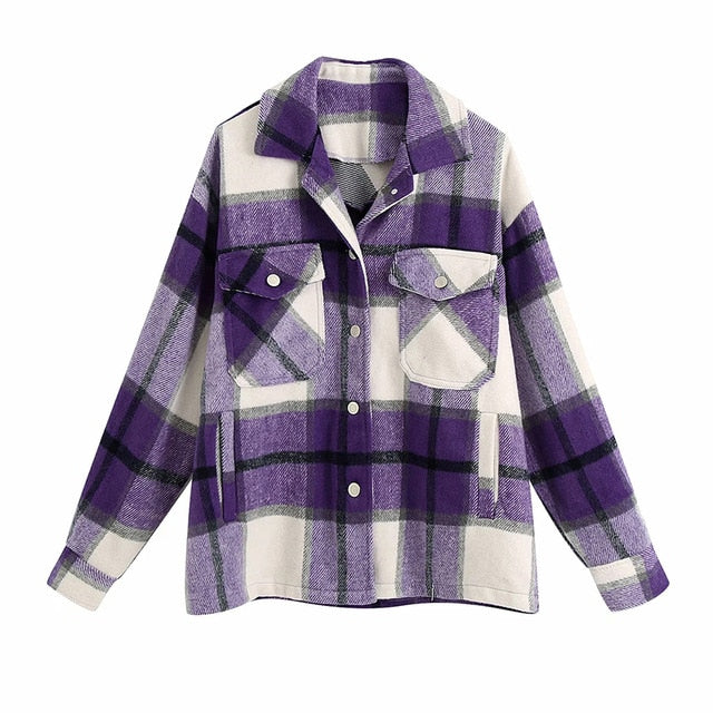 Plaid women oversize woolen shirts 2020 fashion ladies soft thick shirt party female elegant loose tops vintage girls chic shirt
