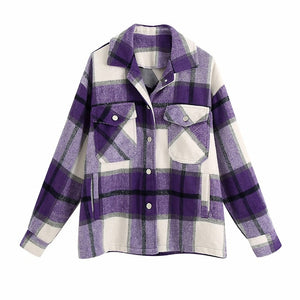 Plaid women oversize woolen shirts 2020 fashion ladies soft thick shirt party female elegant loose tops vintage girls chic shirt