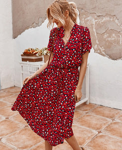 Jessie Vinson Dots Print White Summer Dress Women Short Sleeve Tunic Midi Dress Casual  Boho Beach Dress Vestidos 2020 ZA Dress