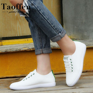TAOFFEN Women Sneakers Vulcanized Shoes Lace Up Round Toe Casual Women Shoes Fashion Women Shoes Footwear Size 35-40