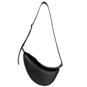 [BXX] 2020 Spring Woman New Wine Red Black Color Wide Single Strap Zipper Half Moon PU Leather Chest Bag All Match LI812