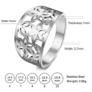 My shape Filigree Flower of Life Women Ring Zircon Stainless Steel Rings Rose Gold Color Cute Finger Ring Mother Gift Jewellery