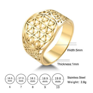 My shape Filigree Flower of Life Women Ring Zircon Stainless Steel Rings Rose Gold Color Cute Finger Ring Mother Gift Jewellery