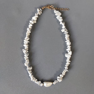 Bohemian trend crushed stone necklace irregular natural stone neck accessories gift for friends natural pearl pendant jewellery