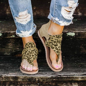 2020 Top seller - Women sandals Leopard Pattern Large Size Rome Sandals Women's Anti-slip Hot Selling Wedges Summer shoes