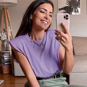 Summer Sleeveless White Loose Top Women O Neck Camis Casual Basic Sport Vest Tops Female Streetwear Fashion Tank Top Autumn 2020