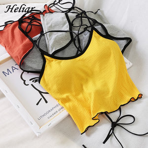 HELIAR Tops Women Halter Backless Bandage Sexy Crop Tops Women Solid Cotton Underwear Tank Tops For Women Crop Tops 2020 Summer