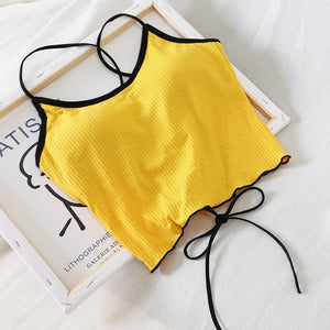 HELIAR Tops Women Halter Backless Bandage Sexy Crop Tops Women Solid Cotton Underwear Tank Tops For Women Crop Tops 2020 Summer