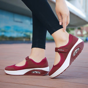 Loveontop Summer Women Flats Mesh Fabric Breathable Slip-on Casual Sneakers Lady Comfortable Round Toe Platform Mary Jane Shoes