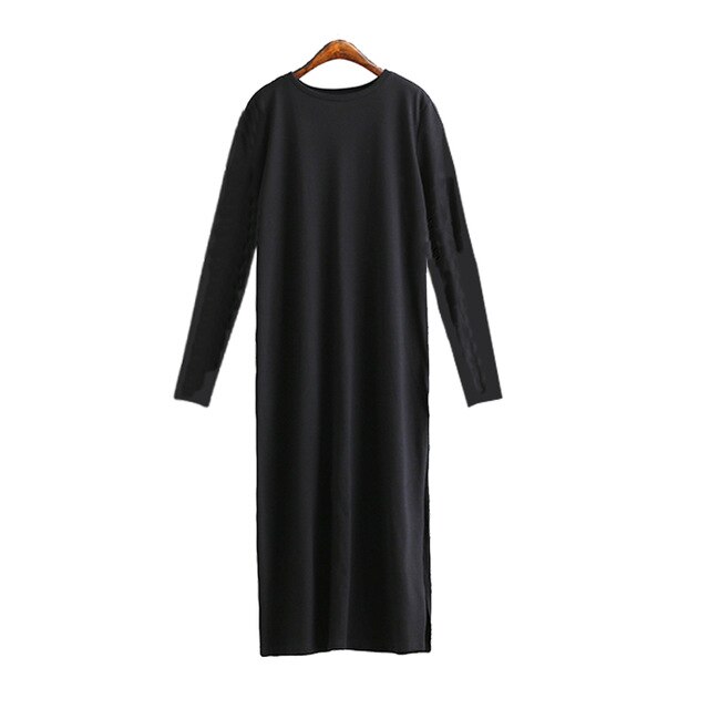 Maxi T Shirt Dress Women Summer Casual Beach Sexy Party Vintage Bodycon Long Sleeve Knitted Cotton Black Long Dresses Plus Size