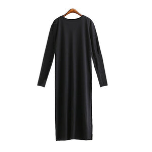 Maxi T Shirt Dress Women Summer Casual Beach Sexy Party Vintage Bodycon Long Sleeve Knitted Cotton Black Long Dresses Plus Size