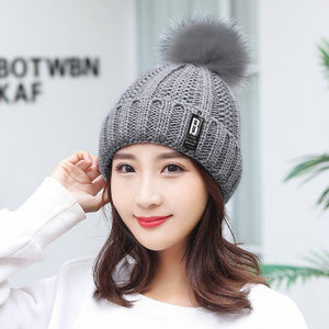 Winter Hat Womens Beanie Hats Thick Warm Skullies Winter Knitted Women Hat Letter Bonnet Beanie Cap Outdoor Riding Hat Scarf Set